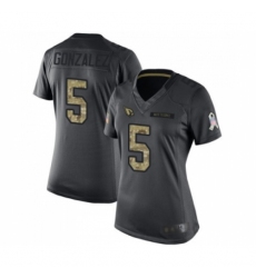 Women's Arizona Cardinals #5 Zane Gonzalez Limited Black 2016 Salute to Service Football Jersey