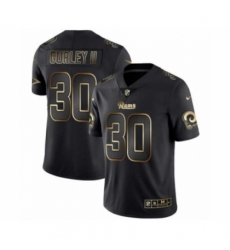 Men Los Angeles Rams #30 Todd Gurley II Black Golden Edition 2019 Vapor Untouchable Limited Jersey