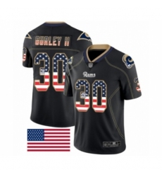 Men's Los Angeles Rams #30 Todd Gurley Limited Black Rush USA Flag Football Jersey