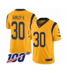 Men's Los Angeles Rams #30 Todd Gurley Limited Gold Rush Vapor Untouchable 100th Season Football Jersey