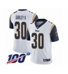 Men's Los Angeles Rams #30 Todd Gurley White Vapor Untouchable Limited Player 100th Season Football Jersey