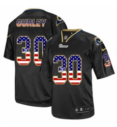 Men's Nike Los Angeles Rams #30 Todd Gurley Elite Black USA Flag Fashion NFL Jersey