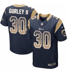 Men's Nike Los Angeles Rams #30 Todd Gurley Elite Navy Blue Home Drift Fashion NFL Jersey