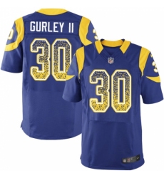 Men's Nike Los Angeles Rams #30 Todd Gurley Elite Royal Blue Alternate Drift Fashion NFL Jersey