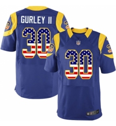 Men's Nike Los Angeles Rams #30 Todd Gurley Elite Royal Blue Alternate USA Flag Fashion NFL Jersey