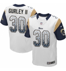Men's Nike Los Angeles Rams #30 Todd Gurley Elite White Road Drift Fashion NFL Jersey