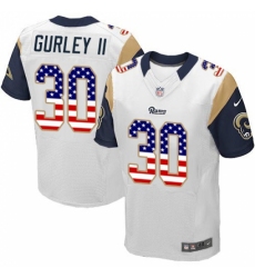 Men's Nike Los Angeles Rams #30 Todd Gurley Elite White Road USA Flag Fashion NFL Jersey