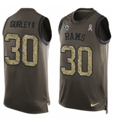 Men's Nike Los Angeles Rams #30 Todd Gurley Limited Green Salute to Service Tank Top NFL Jersey