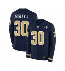 Men's Nike Los Angeles Rams #30 Todd Gurley Limited Navy Blue Therma Long Sleeve NFL Jersey