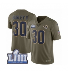 Men's Nike Los Angeles Rams #30 Todd Gurley Limited Olive 2017 Salute to Service Super Bowl LIII Bound NFL Jersey