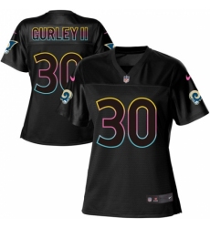 Women's Nike Los Angeles Rams #30 Todd Gurley Game Black Fashion NFL Jersey