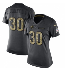 Women's Nike Los Angeles Rams #30 Todd Gurley Limited Black 2016 Salute to Service NFL Jersey