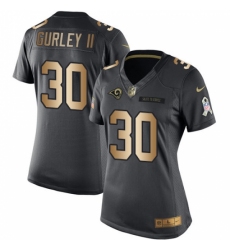 Women's Nike Los Angeles Rams #30 Todd Gurley Limited Black/Gold Salute to Service NFL Jersey
