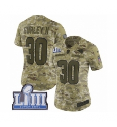 Women's Nike Los Angeles Rams #30 Todd Gurley Limited Camo 2018 Salute to Service Super Bowl LIII Bound NFL Jersey