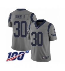Youth Los Angeles Rams #30 Todd Gurley Limited Gray Inverted Legend 100th Season Football Jersey