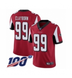 Men's Atlanta Falcons #99 Adrian Clayborn Red Team Color Vapor Untouchable Limited Player 100th Season Football Jersey
