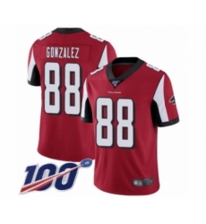 Men's Atlanta Falcons #88 Tony Gonzalez Red Team Color Vapor Untouchable Limited Player 100th Season Football Jersey