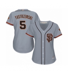 Women's San Francisco Giants #5 Mike Yastrzemski Authentic Grey Road 2 Cool Base Baseball Player Jersey