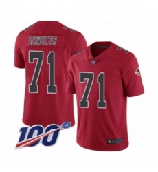 Men's Atlanta Falcons #71 Wes Schweitzer Limited Red Rush Vapor Untouchable 100th Season Football Jersey