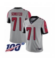 Men's Atlanta Falcons #71 Wes Schweitzer Limited Silver Inverted Legend 100th Season Football Jersey