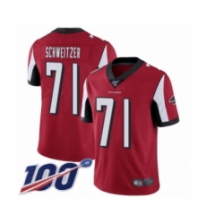 Men's Atlanta Falcons #71 Wes Schweitzer Red Team Color Vapor Untouchable Limited Player 100th Season Football Jersey