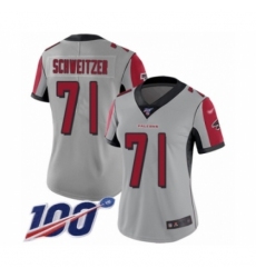 Women's Atlanta Falcons #71 Wes Schweitzer Limited Silver Inverted Legend 100th Season Football Jersey