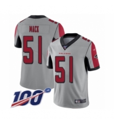 Men's Atlanta Falcons #51 Alex Mack Limited Silver Inverted Legend 100th Season Football Jersey