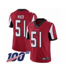 Men's Atlanta Falcons #51 Alex Mack Red Team Color Vapor Untouchable Limited Player 100th Season Football Jersey