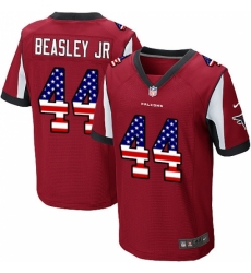 Men's Nike Atlanta Falcons #44 Vic Beasley Elite Red Home USA Flag Fashion NFL Jersey