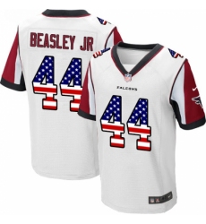 Men's Nike Atlanta Falcons #44 Vic Beasley Elite White Road USA Flag Fashion NFL Jersey