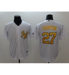 Men's New York Yankees #27 Giancarlo Stanton White Home Stitched Jersey