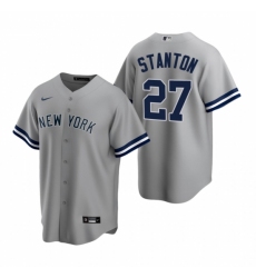 Men's Nike New York Yankees #27 Giancarlo Stanton Gray Road Stitched Baseball Jersey