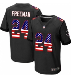 Men's Nike Atlanta Falcons #24 Devonta Freeman Elite Black Alternate USA Flag Fashion NFL Jersey