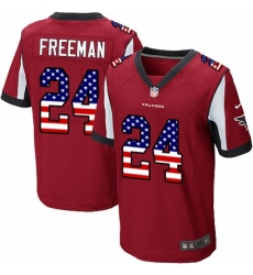 Men's Nike Atlanta Falcons #24 Devonta Freeman Elite Red Home USA Flag Fashion NFL Jersey