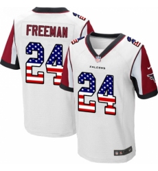 Men's Nike Atlanta Falcons #24 Devonta Freeman Elite White Road USA Flag Fashion NFL Jersey
