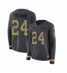 Women's Nike Atlanta Falcons #24 Devonta Freeman Limited Black Salute to Service Therma Long Sleeve NFL Jersey