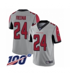 Youth Atlanta Falcons #24 Devonta Freeman Limited Silver Inverted Legend 100th Season Football Jersey