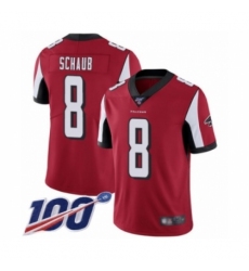 Men's Atlanta Falcons #8 Matt Schaub Red Team Color Vapor Untouchable Limited Player 100th Season Football Jersey