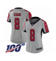 Women's Atlanta Falcons #8 Matt Schaub Limited Silver Inverted Legend 100th Season Football Jersey