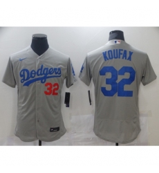 Men's Los Angeles Dodgers #32 Sandy Koufax Gray Alternate Flex Base Authentic Jersey