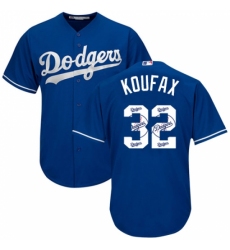 Men's Majestic Los Angeles Dodgers #32 Sandy Koufax Authentic Royal Blue Team Logo Fashion Cool Base MLB Jersey