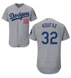 Men's Majestic Los Angeles Dodgers #32 Sandy Koufax Gray Alternate Road Flexbase Authentic Collection MLB Jersey