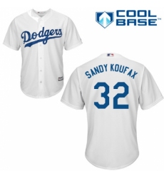 Men's Majestic Los Angeles Dodgers #32 Sandy Koufax Replica White Home Cool Base MLB Jersey