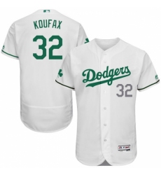 Men's Majestic Los Angeles Dodgers #32 Sandy Koufax White Celtic Flexbase Authentic Collection MLB Jersey
