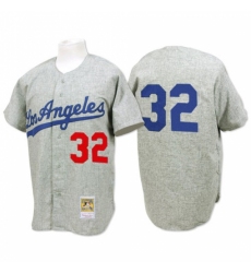 Men's Mitchell and Ness 1963 Los Angeles Dodgers #32 Sandy Koufax Replica Grey Throwback MLB Jersey