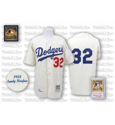 Men's Mitchell and Ness Los Angeles Dodgers #32 Sandy Koufax Authentic White Throwback MLB Jersey