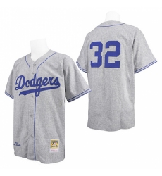 Men's Mitchell and Ness Los Angeles Dodgers #32 Sandy Koufax Replica Grey Throwback MLB Jersey