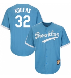 Men's Mitchell and Ness Los Angeles Dodgers #32 Sandy Koufax Replica Light Blue Throwback MLB Jersey