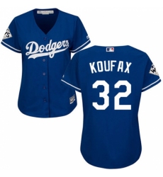 Women's Majestic Los Angeles Dodgers #32 Sandy Koufax Replica Royal Blue Alternate 2017 World Series Bound Cool Base MLB Jersey