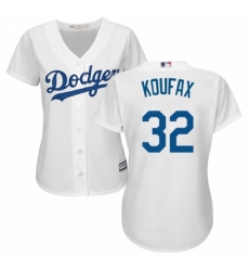 Women's Majestic Los Angeles Dodgers #32 Sandy Koufax Replica White Home Cool Base MLB Jersey